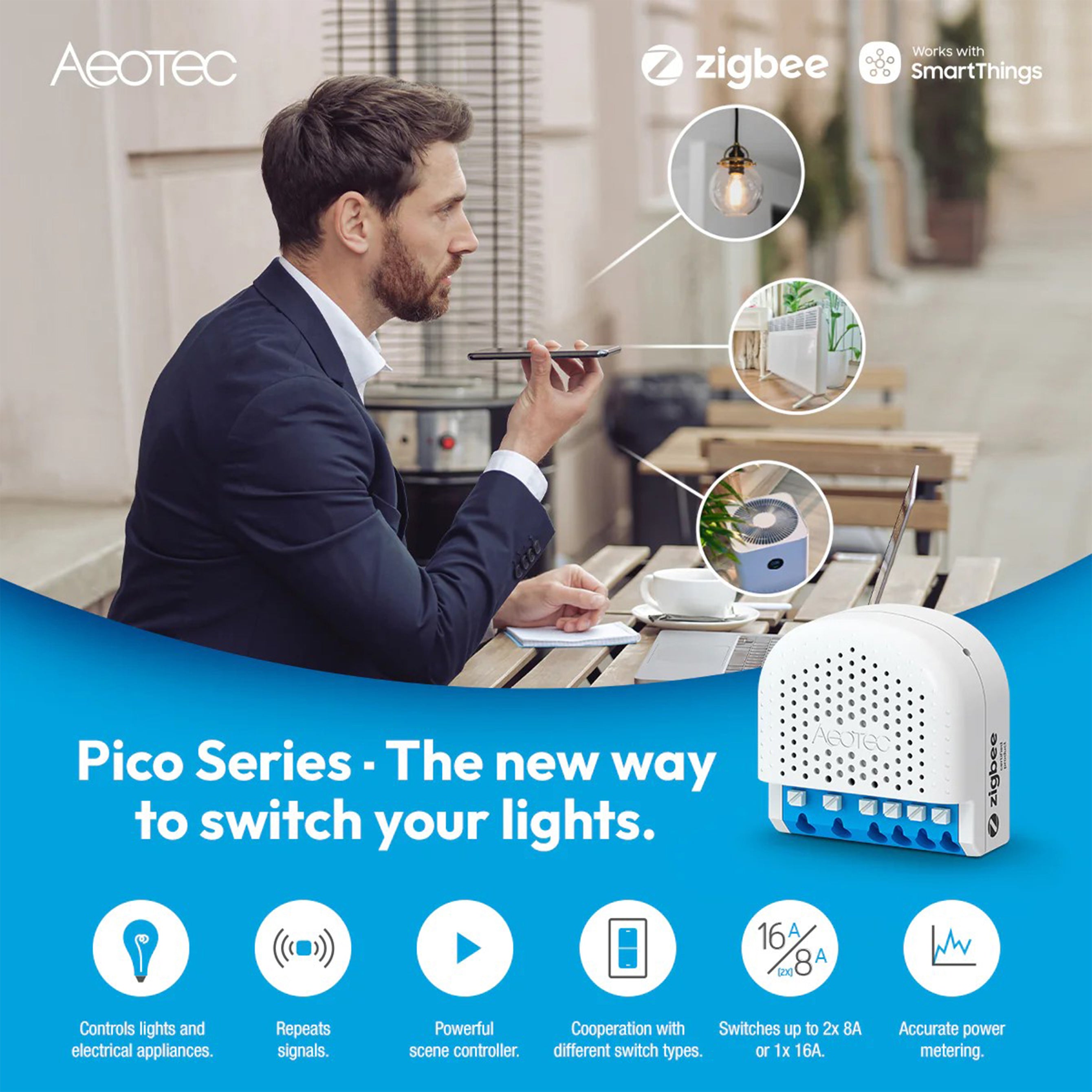 Aeotec AEOZZGA002 - Pico Switch (Zigbee) (Actionneur de chauffage Aeotec AEOZZGA002 - Pico Switch (Zigbee) (Actionneur de chauffage